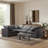 Itala Velvet L-Shaped Sectional Reversible-98539020