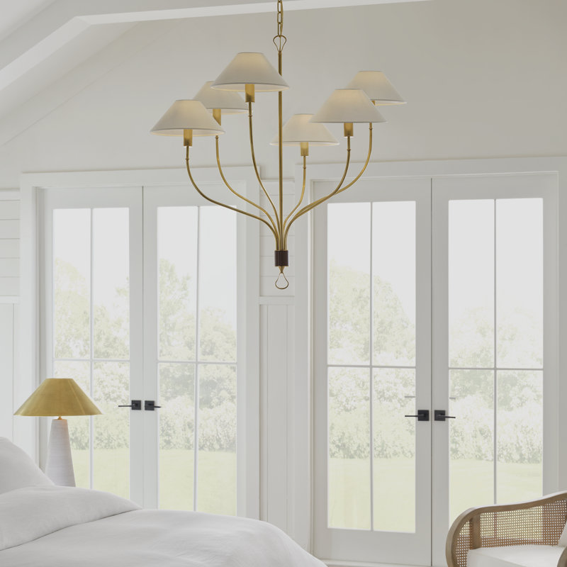 Griffin 6 - Light Chandelier, Hand-Rubbed Antique Brass