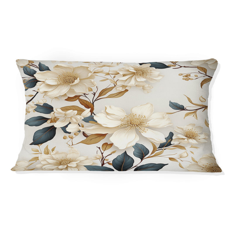 Blanc botanique inspiré des botaniques - coussin décoratif imprimé floral