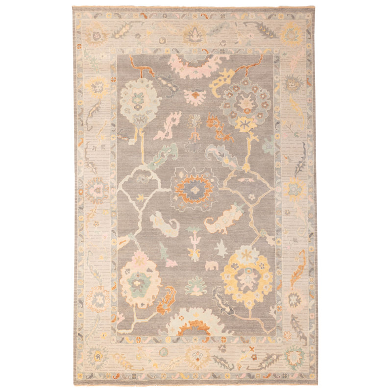 Tapis moderne gris Oushak 9 pi 9 po x 14 pi 10 po