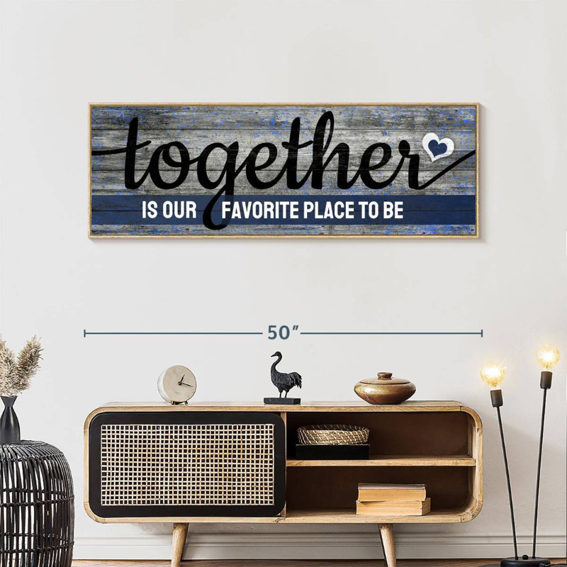 Plaque murale "Together", Cadre flottant en bois naturel, 49 po x 17 po