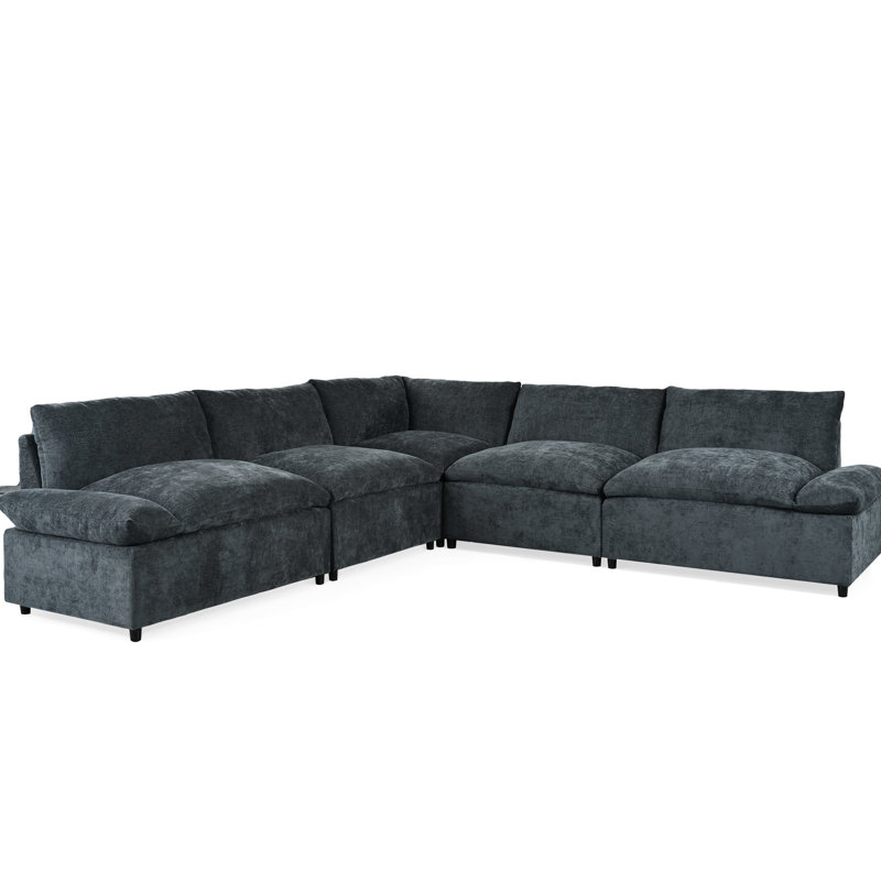 Canapé modulaire polyvalent de 115,5 po gris foncé avec tissu doux et compartiments de rangement dissimulés