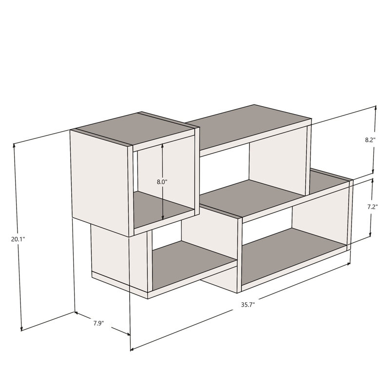 Ensemble de 7 tablettes d'appoint Cardwell, Blanc / gris anthracite