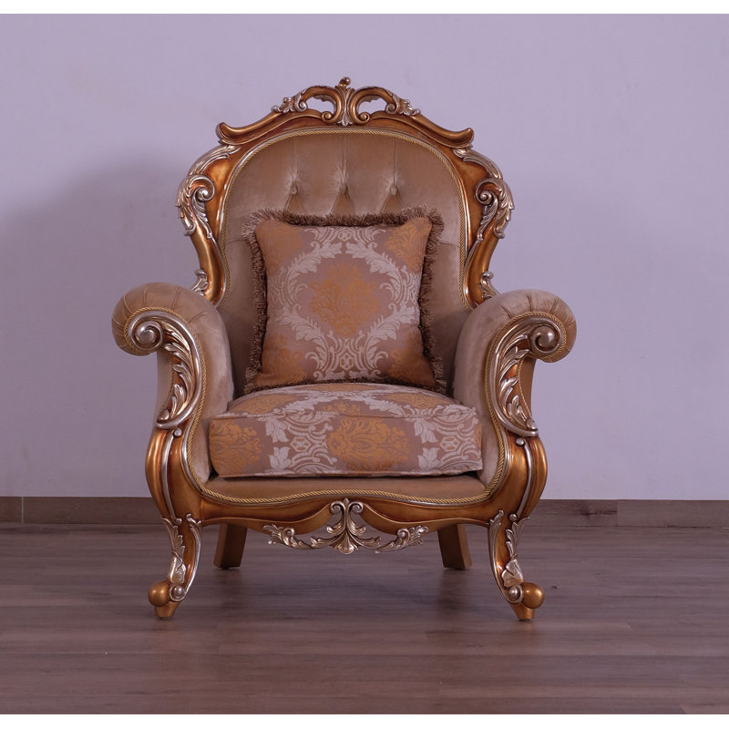 Fauteuil de 39 po de large Tiziano, Brun clair / damassé
