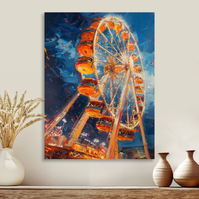 Yellow Blue Grand Wheel Amusement Parks - Amusement Parks Wall Art