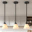 Luminaire suspendu simple noir mat à 1 lumière Aigars (paquet de 3)-230691003