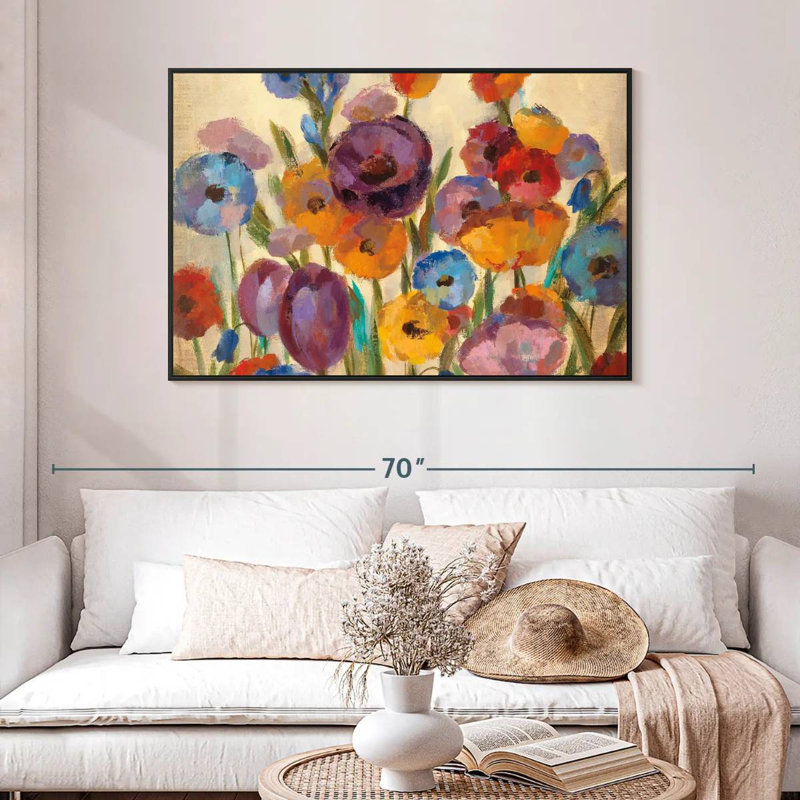 Garden Hues I, 46 po x 31 po, Cadre flottant noir