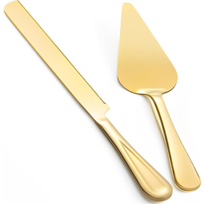 Wedding Cake Knife and Server Set – 13" Stainless Steel Cake Cutter & 10.6" Pie Server for Weddings & Events