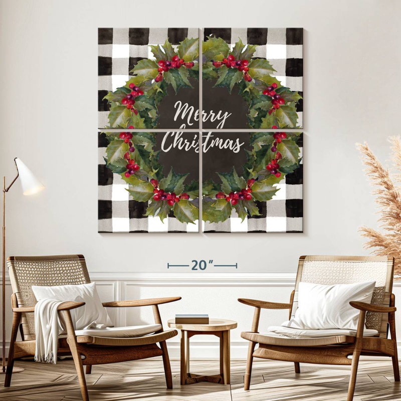 Couronne de Noël à carreaux Lelend Buffalo, H 57 po x l 57 po