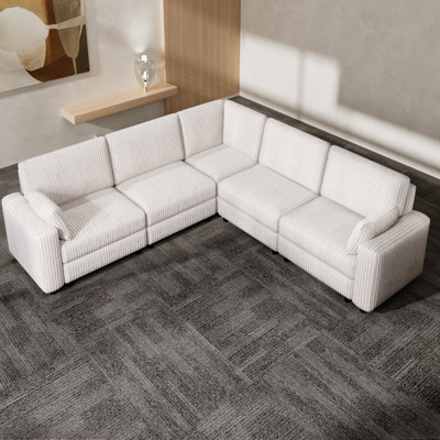 5 Seat Extra Large Modular Sectional Sofa With Luxurious Corduroy Upholstery, Modern Oversized Convertible U & L Shaped Sectional Couch, Tool-Free Ass by Latitude Run
