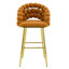 Ensemble de 2 tabourets de bar orange en velours avec pattes dorées et chaises capitonnées modernes
