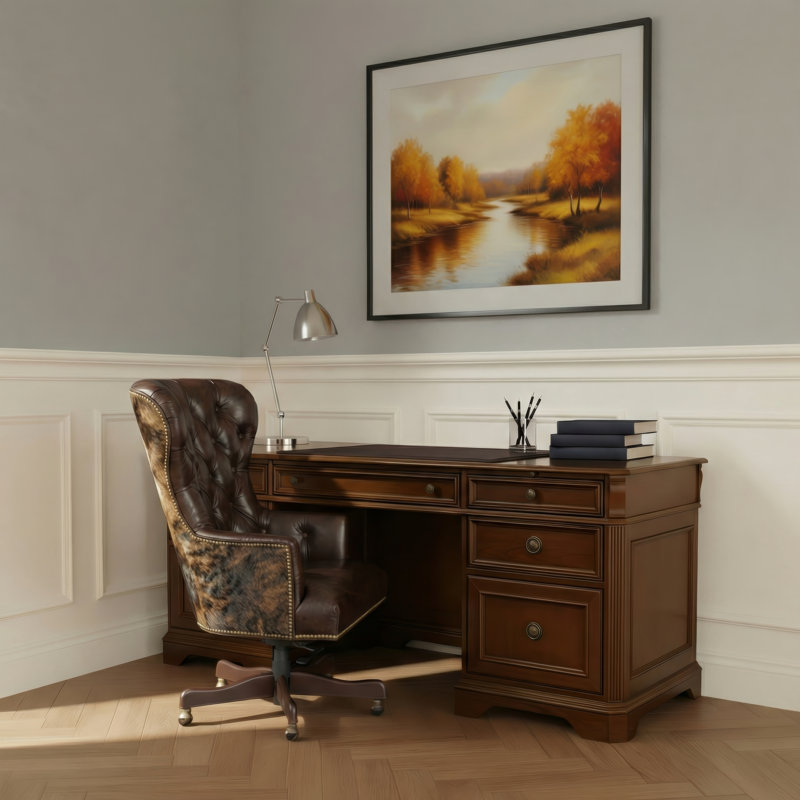 Katherine Genuine Leather Executive Chair, Brown Genuine Leather