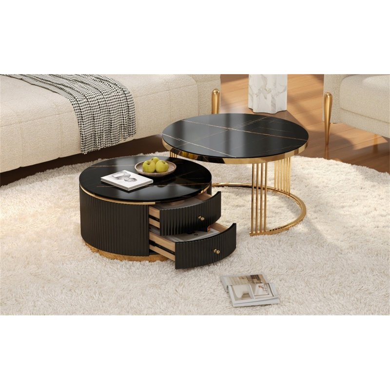 Table basse gigognes 2 pièces Modern Modern, Noir