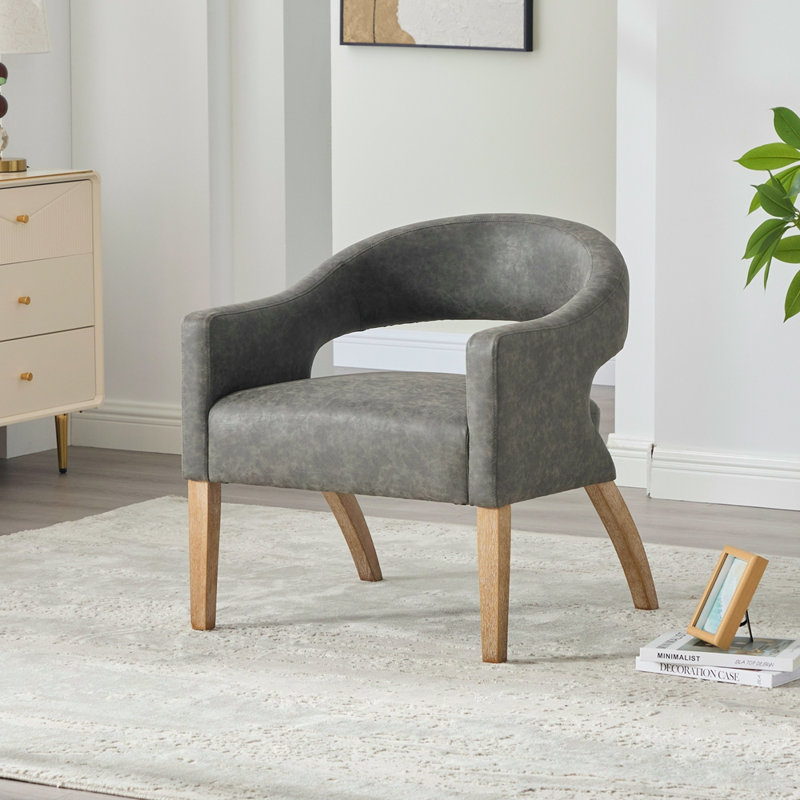 Fauteuil club d'appoint moderne et rembourré, Gris, 1