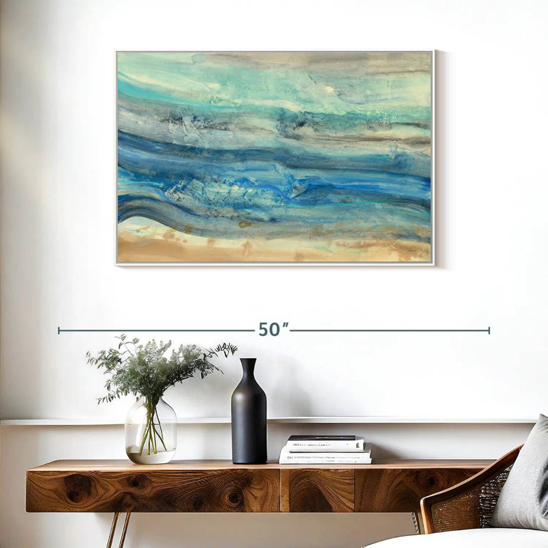 Vagues de l'océan, Cadre flottant blanc, 37 po x 25 po