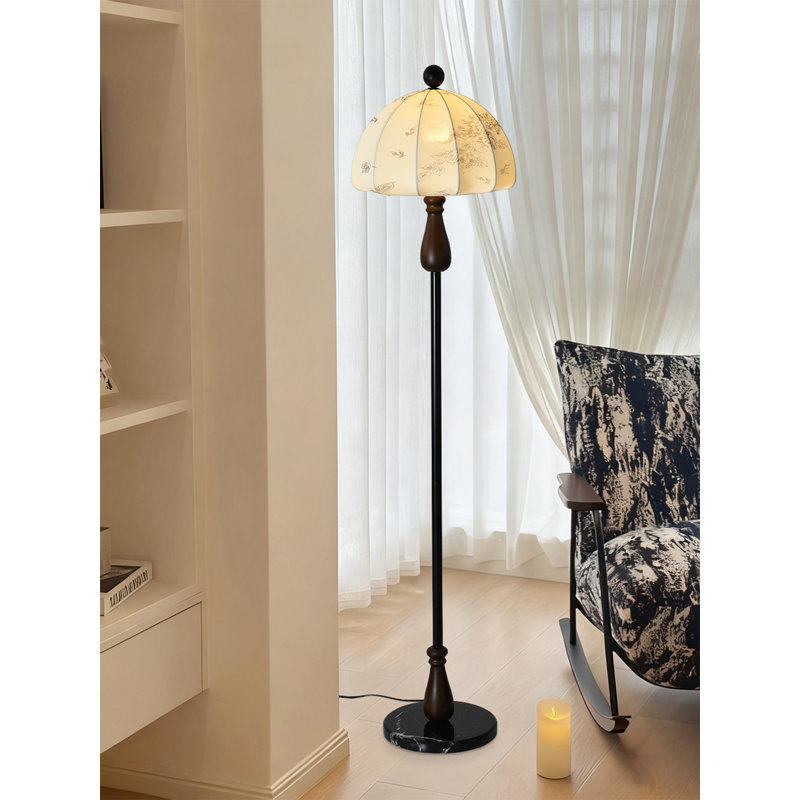 Floral Print Fabric Floor Light Fixture