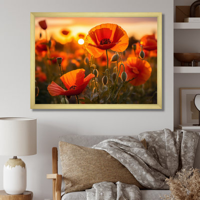 «Red Poppies Field With Sunset I», reproduction sur toile
