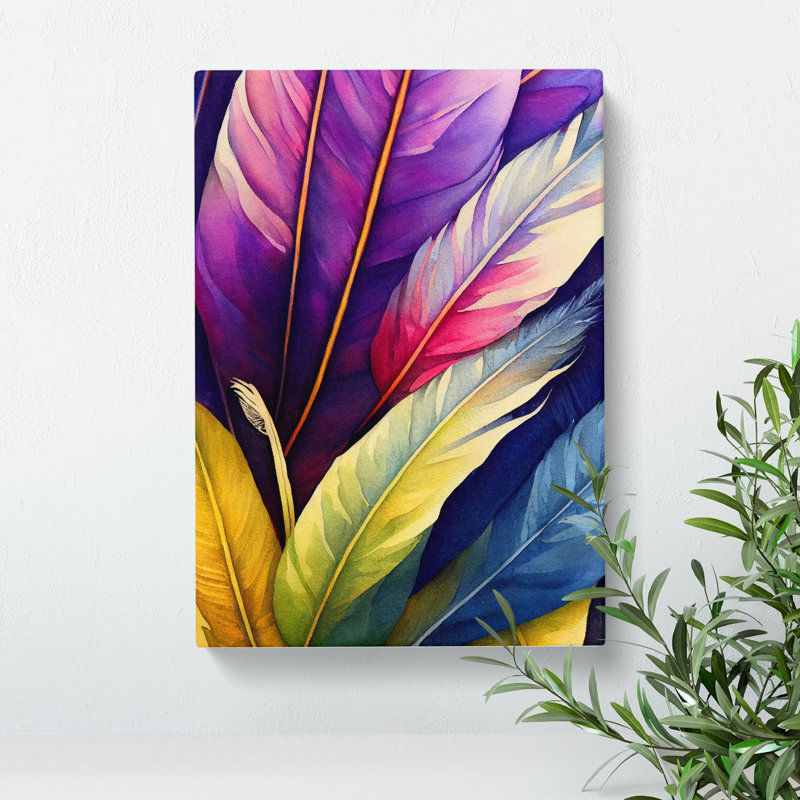 Feathers In Technicolour No.2 - Wrapped Canvas, 50cm H x 35cm W x 3cm D
