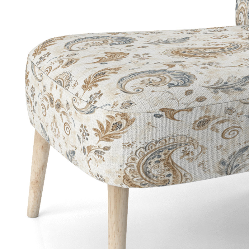 Chaise d'appoint moderne et rembourrée beige et gris, Chaise d'appoint sans accoudoirs
