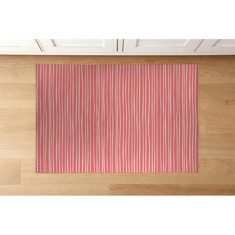 Tapis de cuisine à profil bas Spinal Colonne, Rectangle 5' x 7', Dusty Rose Striped