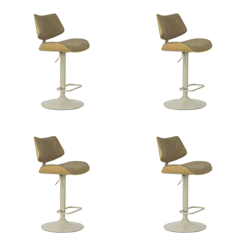 Ensemble de 4 tabourets de bar réglables en taupe à dossier courbé avec siège en similicuir Wesson, Taupe