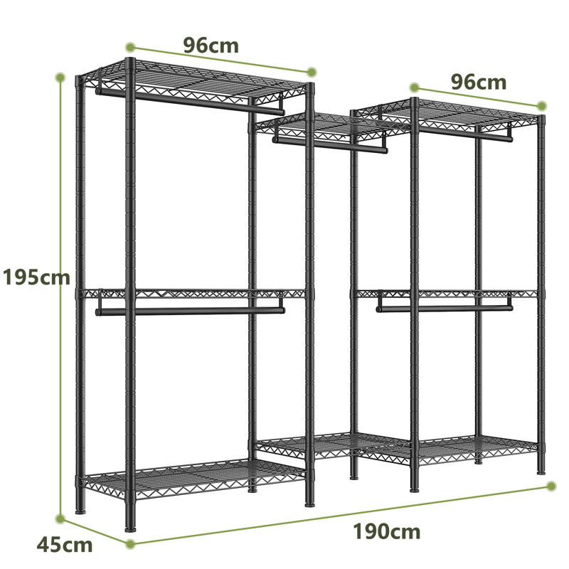190 cm Adjustable Clothes Rack, Black
