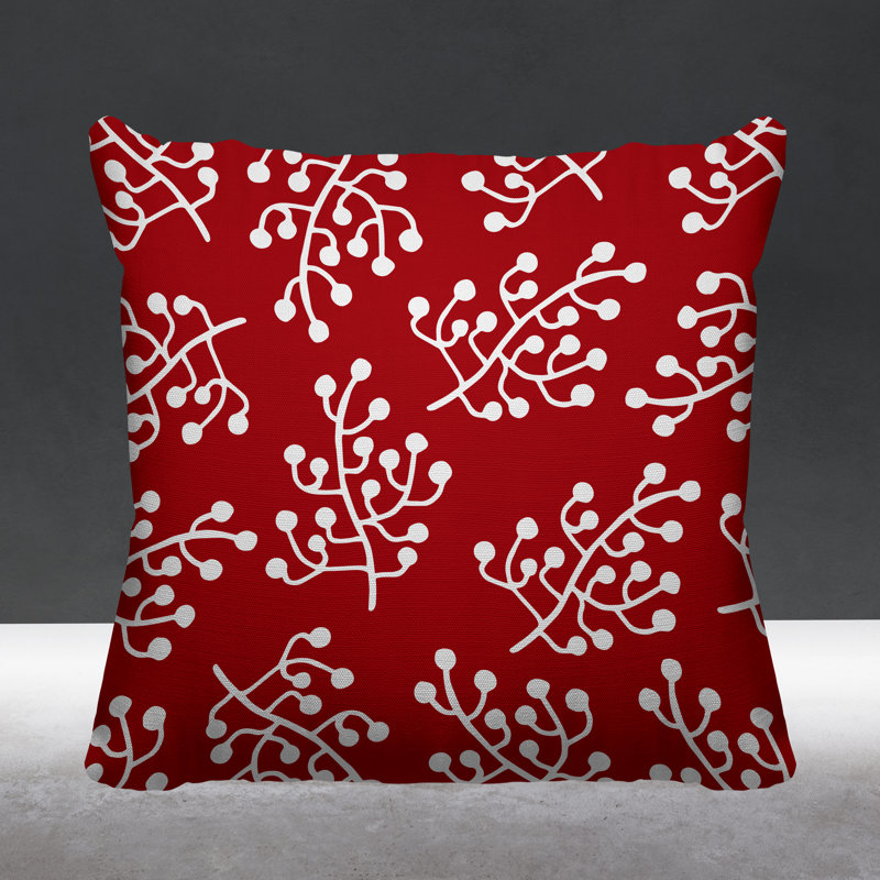Coussin intérieur / extérieur Charis Wild Flower, 15 po x 15 po, Rouge, Carré