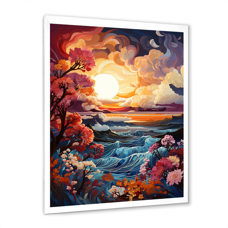 «Clouds Sunset II», reproduction sur toile, H 32 po x l 24 po x P 1 po, Cadre simple blanc