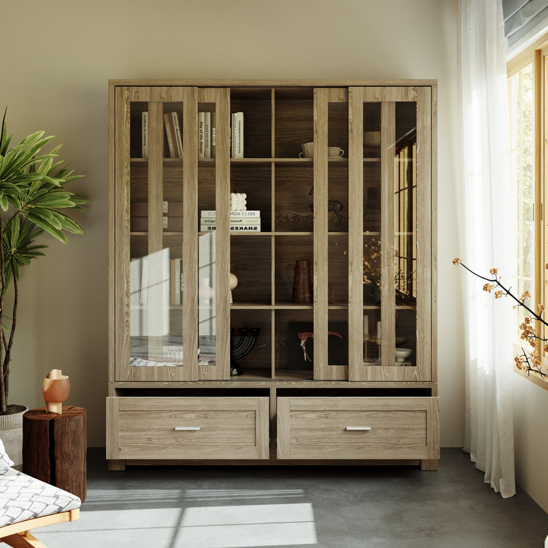 74" Display Cabinet With Glass Doors