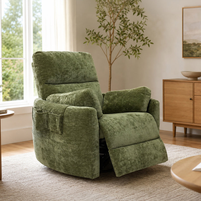 Fauteuil inclinable électrique pivotant à 360° Leo avec port de chargement USB, White Fabric