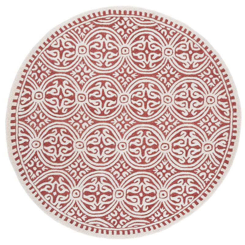 Cambridge 123 Hand Tufted Wool Damask Rug, Round 6'