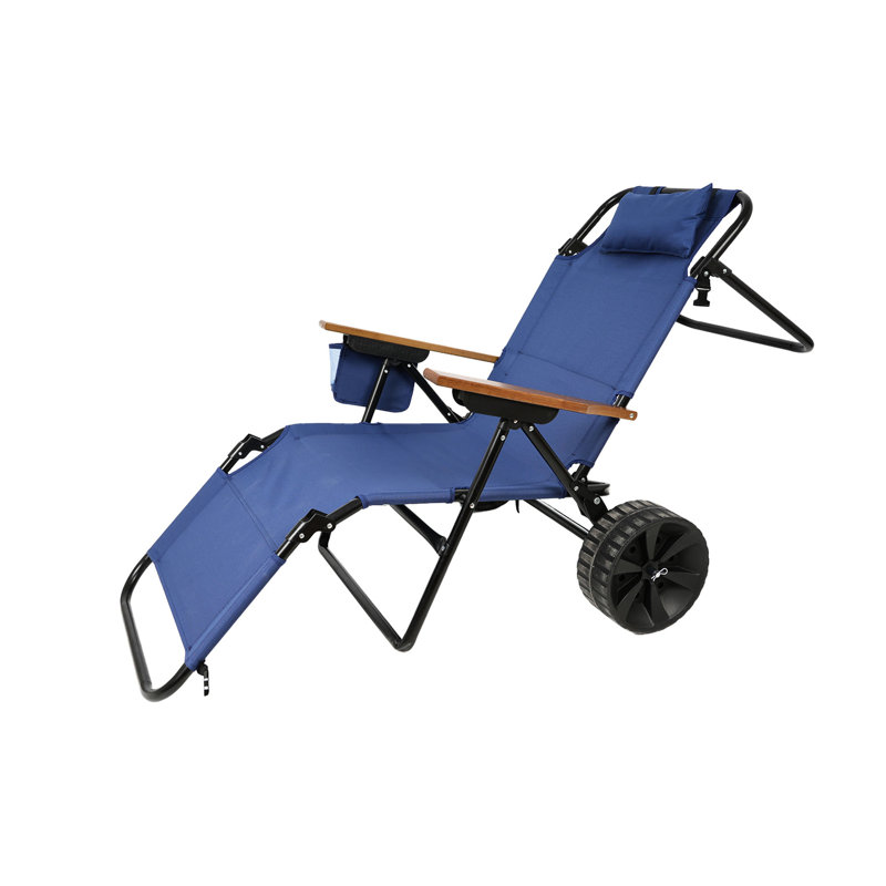Chaise pliante de chariot de plage - pour le confort extérieur avec le siège de chariot, Bleu très foncé