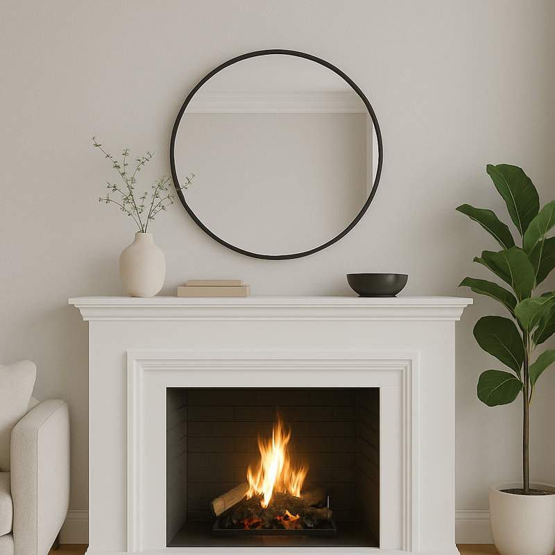 Aluminium Circle Mirror, Black