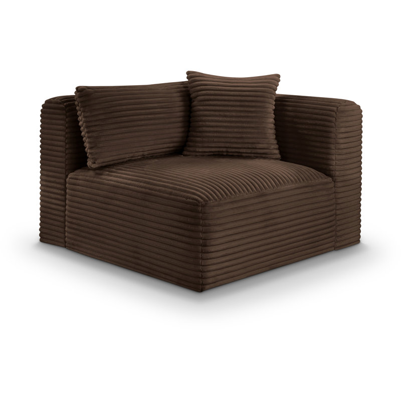 Fauteuil d'angle Carmean, Velours côtelé brun