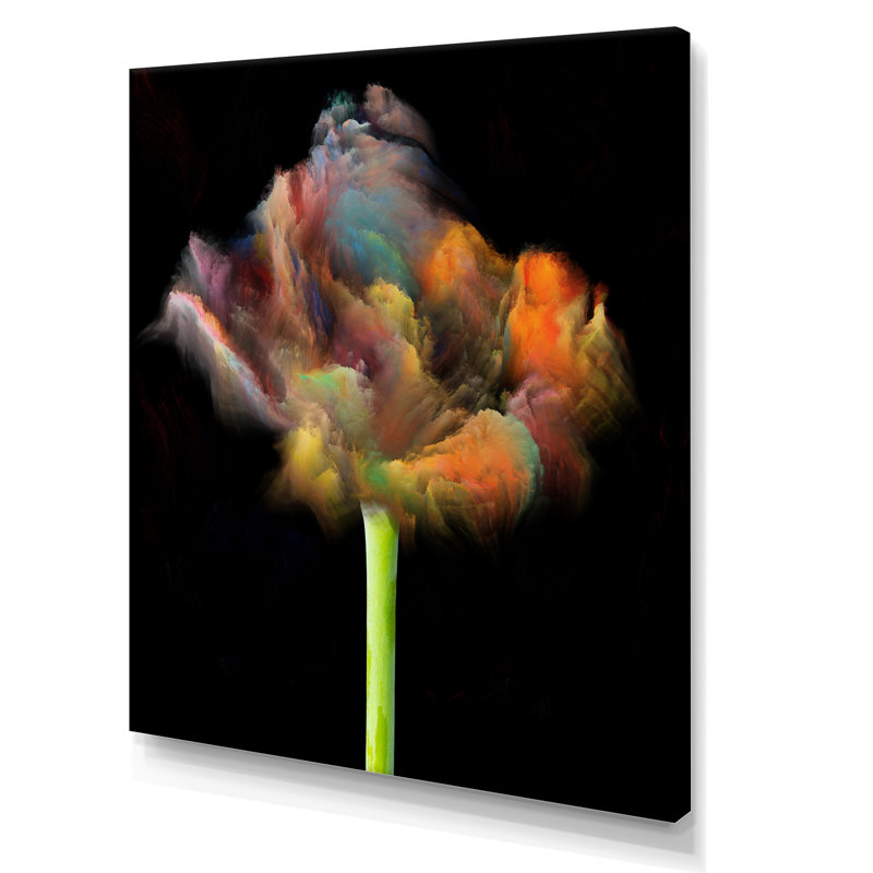 «Blooming Multicolor Fractal Flower», art mural moderne sur toile, H 12 po x l 8 po x P 1 po, Toile tendue