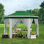 Pavillon de jardin escamotable avec moustiquaire, hauteur réglable et rideaux d'intimité pour la terrasse, la cour, le jardin