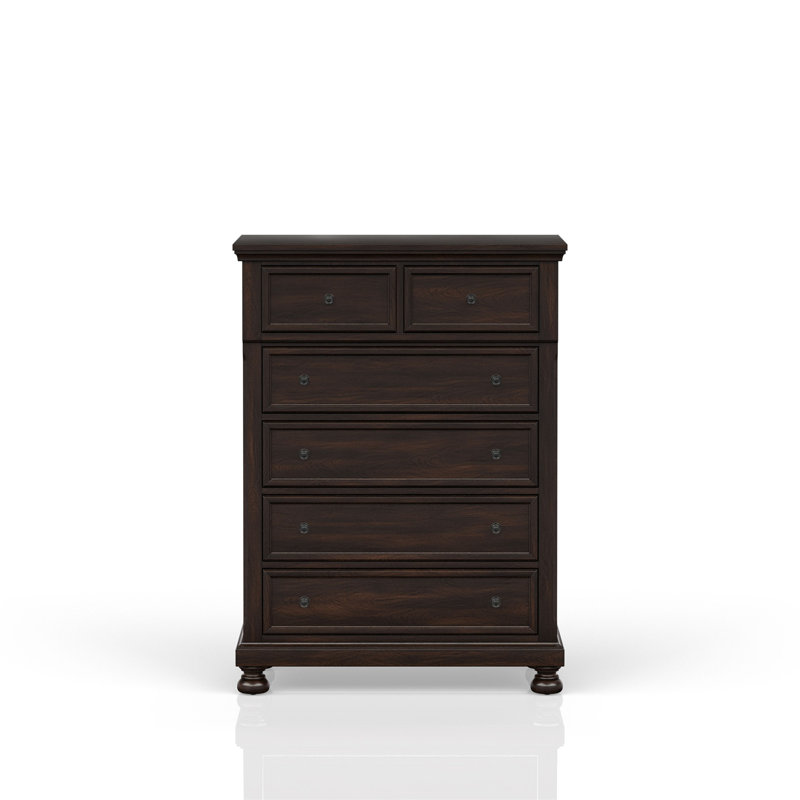 Commode 5 tiroirs cerisier foncé