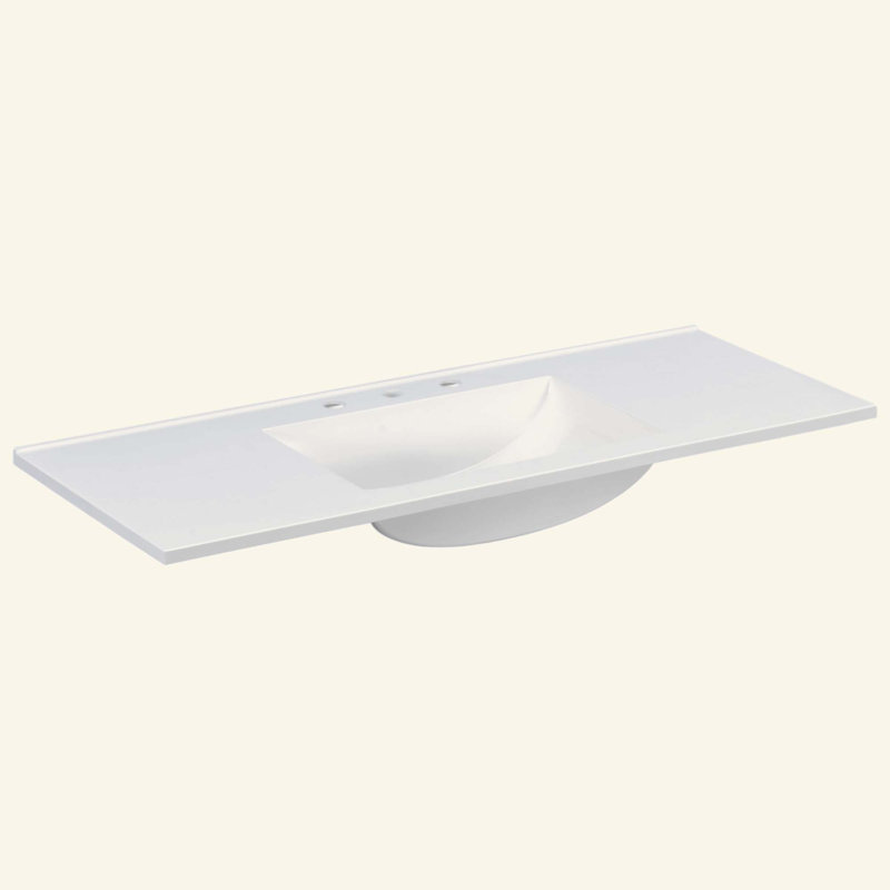 Comptoir de meuble-lavabo en composite avec lavabo intégré, comptoir de lavabo avec 3 trous de robinet, comptoir seulement