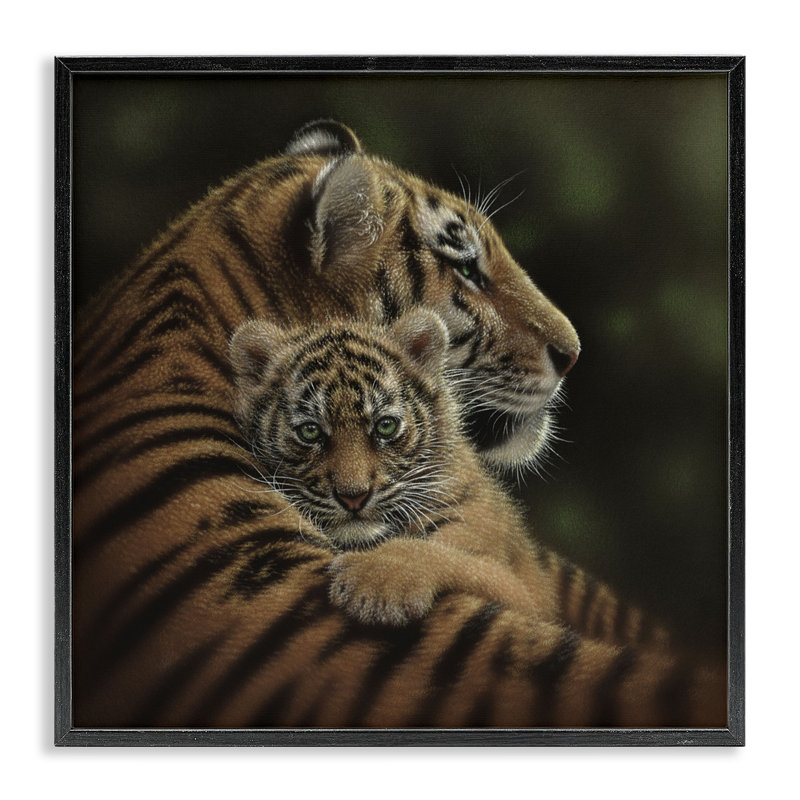 Chiot tigre chéri, estampe numérique, conception de Collin Bogle, H 24 po x l 24 po, Giclée encadrée noir minuit