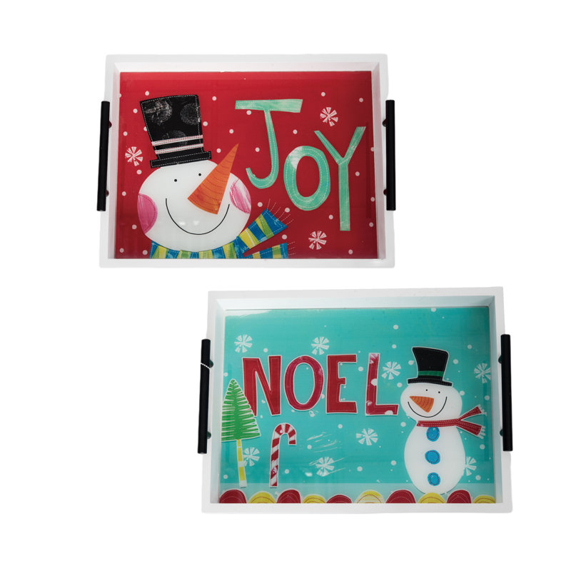 MDF Glazed Tray Set of 2 Christmas Home Decorations