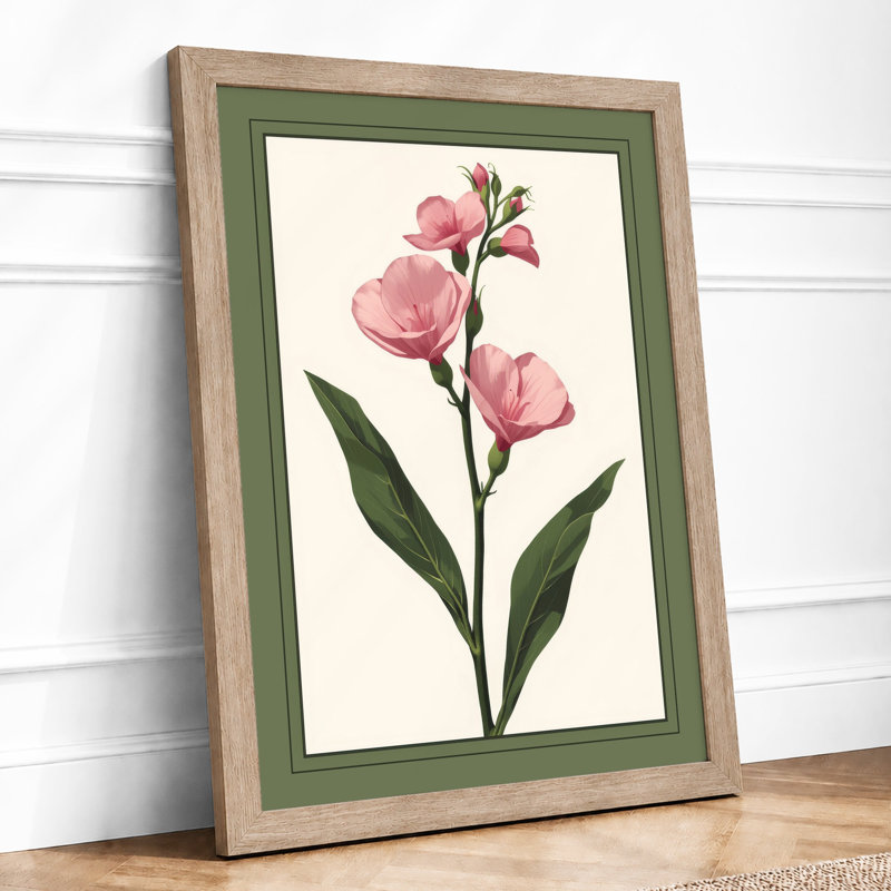 Single Stem In Bloom Botanical - Print, A1 - 84.1 x 59.4 cm, Oak