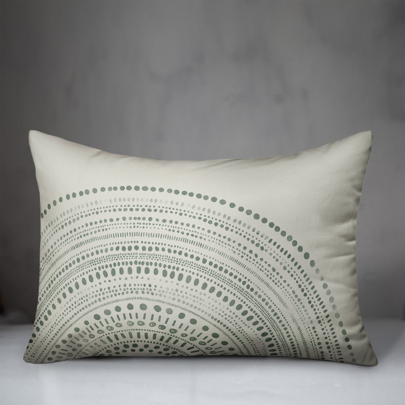 Housse et insert de coussin rectangulaire pour l'extérieur Circle Dot, Blanc, Géométrique 2