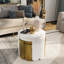 Table basse de luxe 4 en 1 dorée, ensemble de 4 tables gigognes rondes 4 pièces, table basse dorée pour salon, appartement, bureau, petit espace-681936574