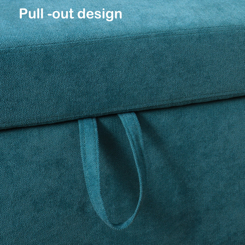 Nikkiya 3-in-1 Convertible Chair Bed,Upholstered Accent Chair, Lounger, and Sleeper, Green Linen