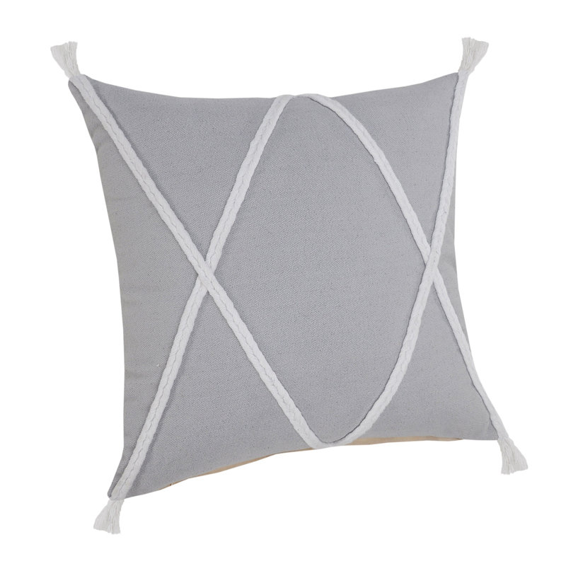 Coastal Reversible Pillow Insert, Light Gray/White