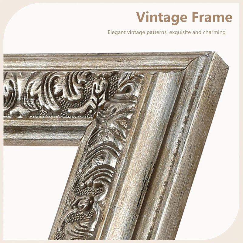 Sliver Picture Frame, Vintage Photo Frames Ornate for Tabletop or Wall Hanging, 11" x 14", Silver