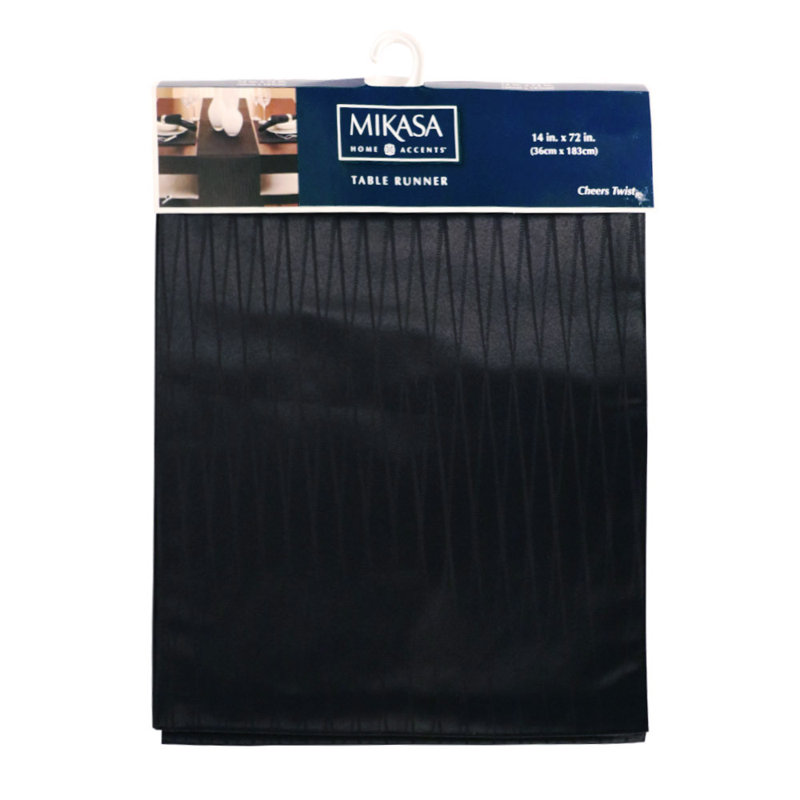 Chemin de table Mikasa Home Accents Cheers Twist, noir, l 14 po x L 72 po, Noir