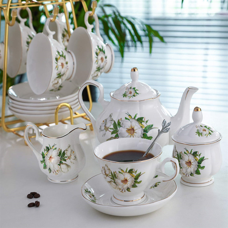 DNGJU 30.7oz. Floral Teapot Set