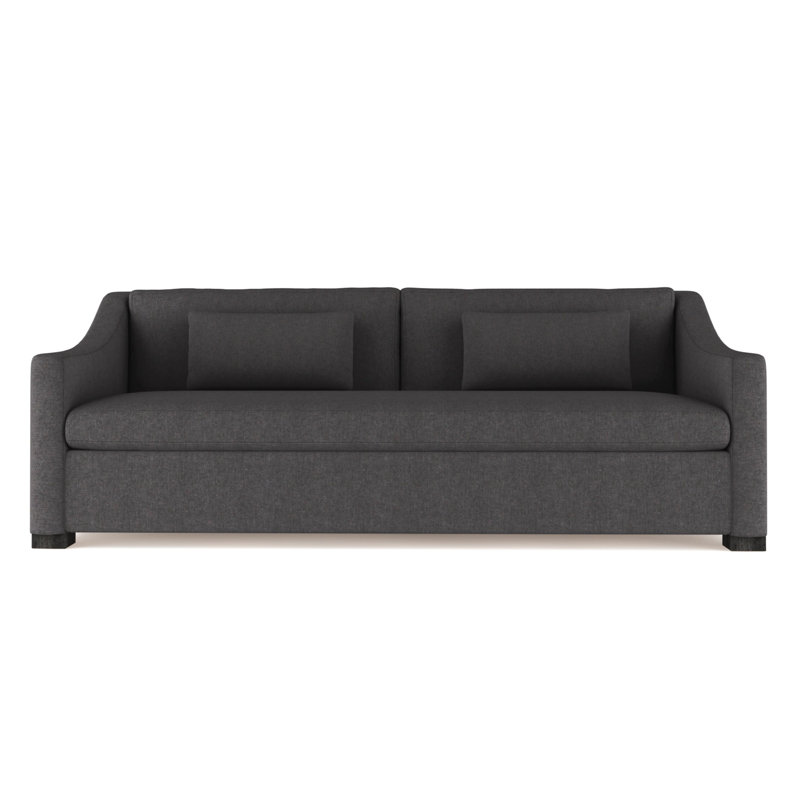 Crosby Slope Arm Sofa, 32.5" H x 96" W x 38" D, Ebony, Plush Velvet Silver Streak