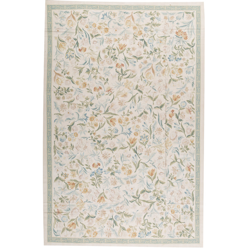 Tapis ivoire et ivoire noué à la main de haute qualité